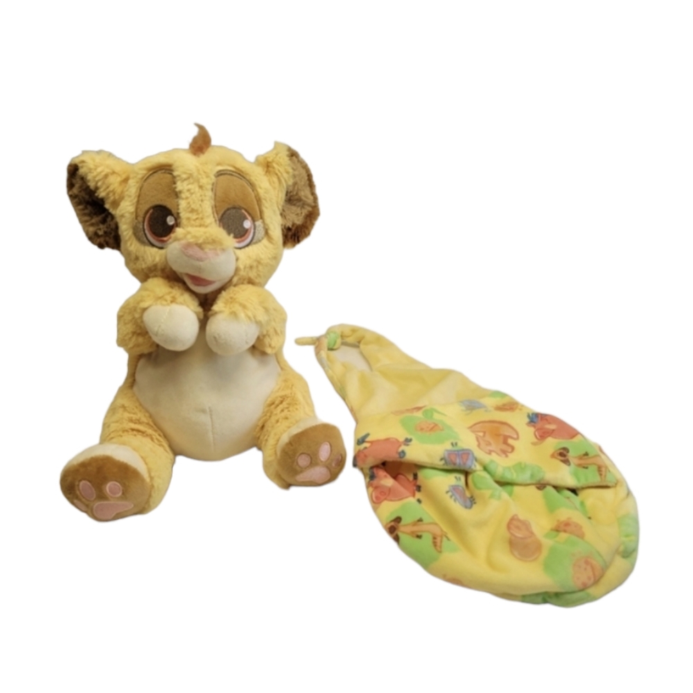 Disney Parks Simba Lion King Baby Plush with Blanket Pouch Wrap  10"